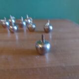 8 vintage chrome table card holders in the shape of apples