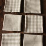 Lot 6 Vichy cotton napkins + beige linen tiles