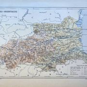 Map of Pyrénées-Orientales, 1889. Authentic Vintage.