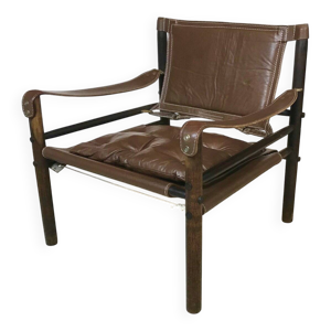 Fauteuil safari en cuir