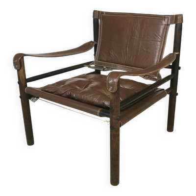Fauteuil safari en cuir Sirocco par Arne Norell, années 1960