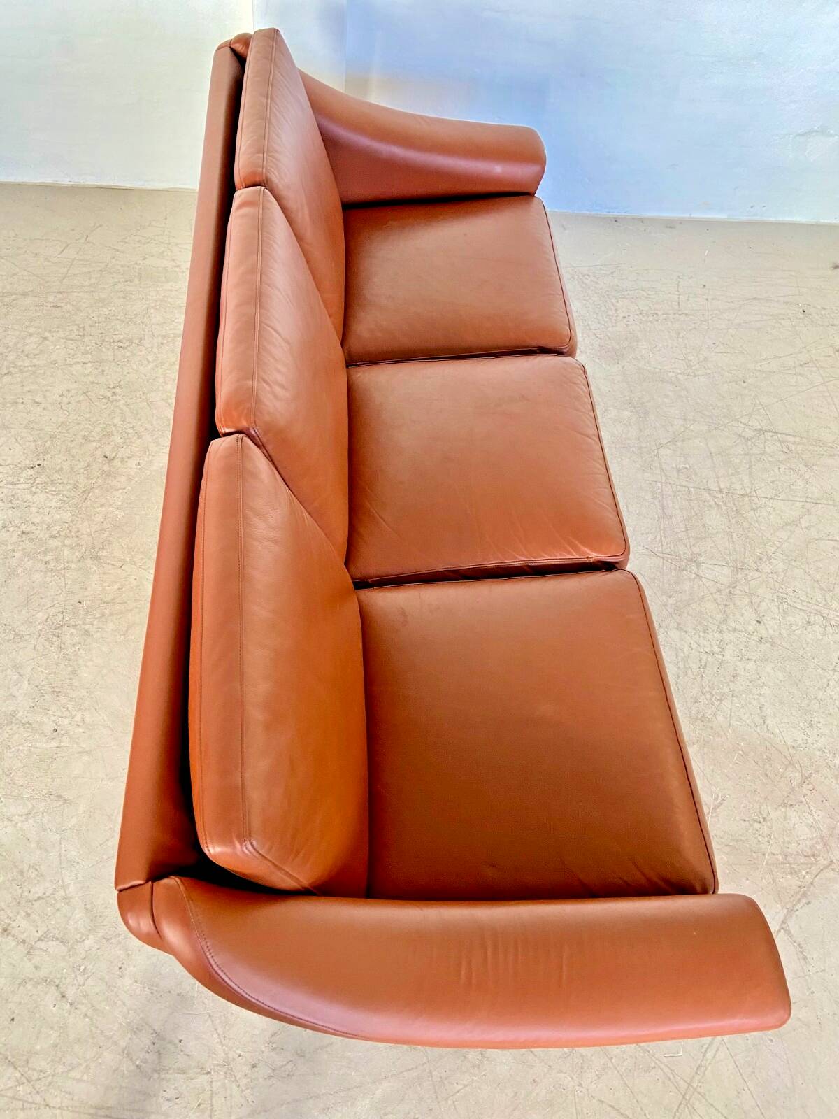 Vintage Danish mid-century Aage Christiansen (Matador) cognac leather sofa 60s
