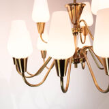 Lamp with arms of brass and glass, of Danish design from the 1950s