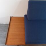 Norwegian daybed sofa in teak and blue fabric "svanette" by Ingma Relling, 1960s