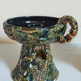 Pair of vintage Vanoise honey foam ceramic candlesticks