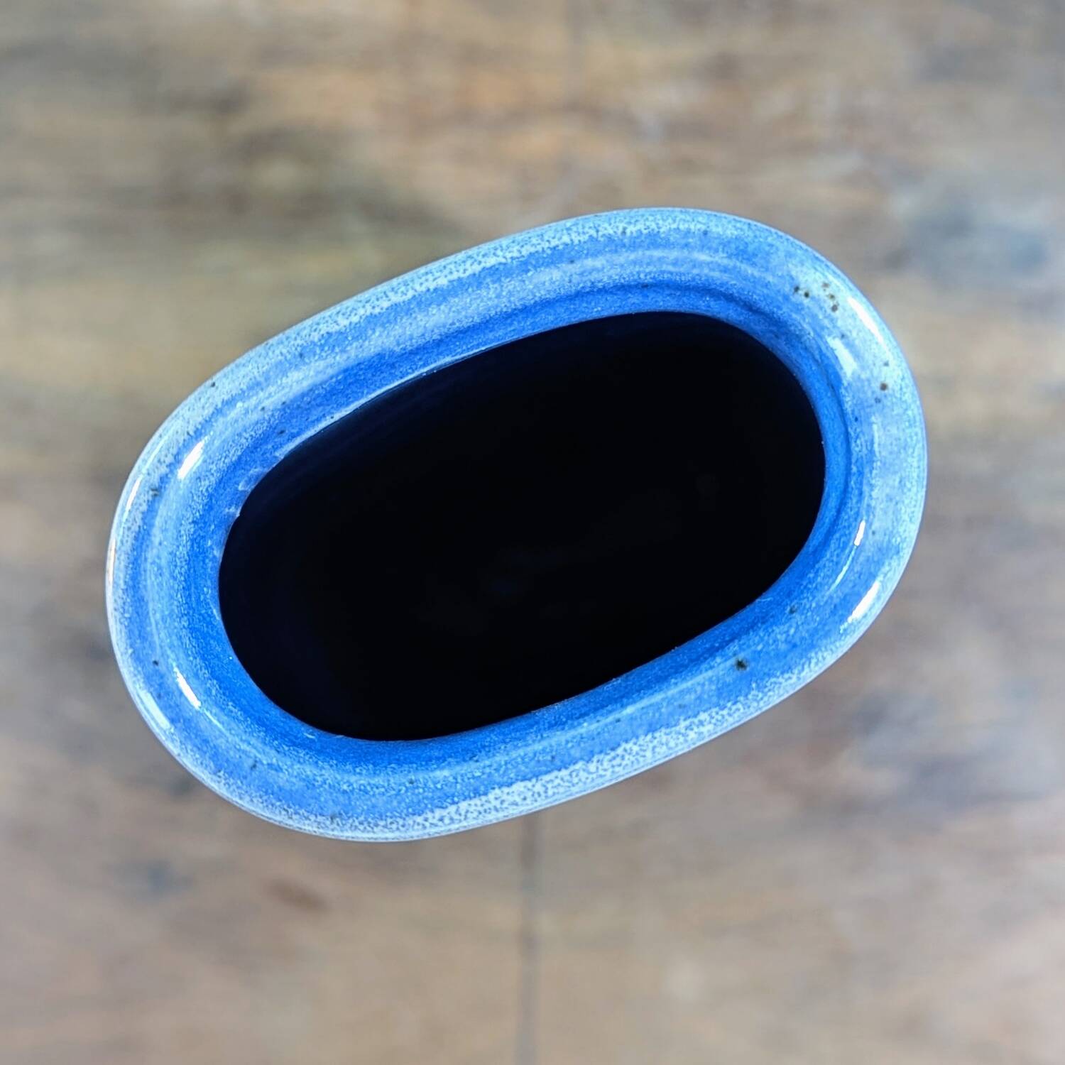 Vase Marty Lezoux en grès vernissé bleu et gris