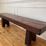 Brutalist Folk Art Bench Solid Oak