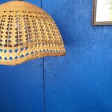 Abat jour pendant lamp in vintage wicker