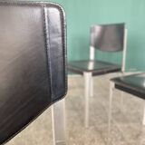 Set of 4 Matteo Grassi Postmodern Black Leather Dining Chairs, Italy, 1980s
