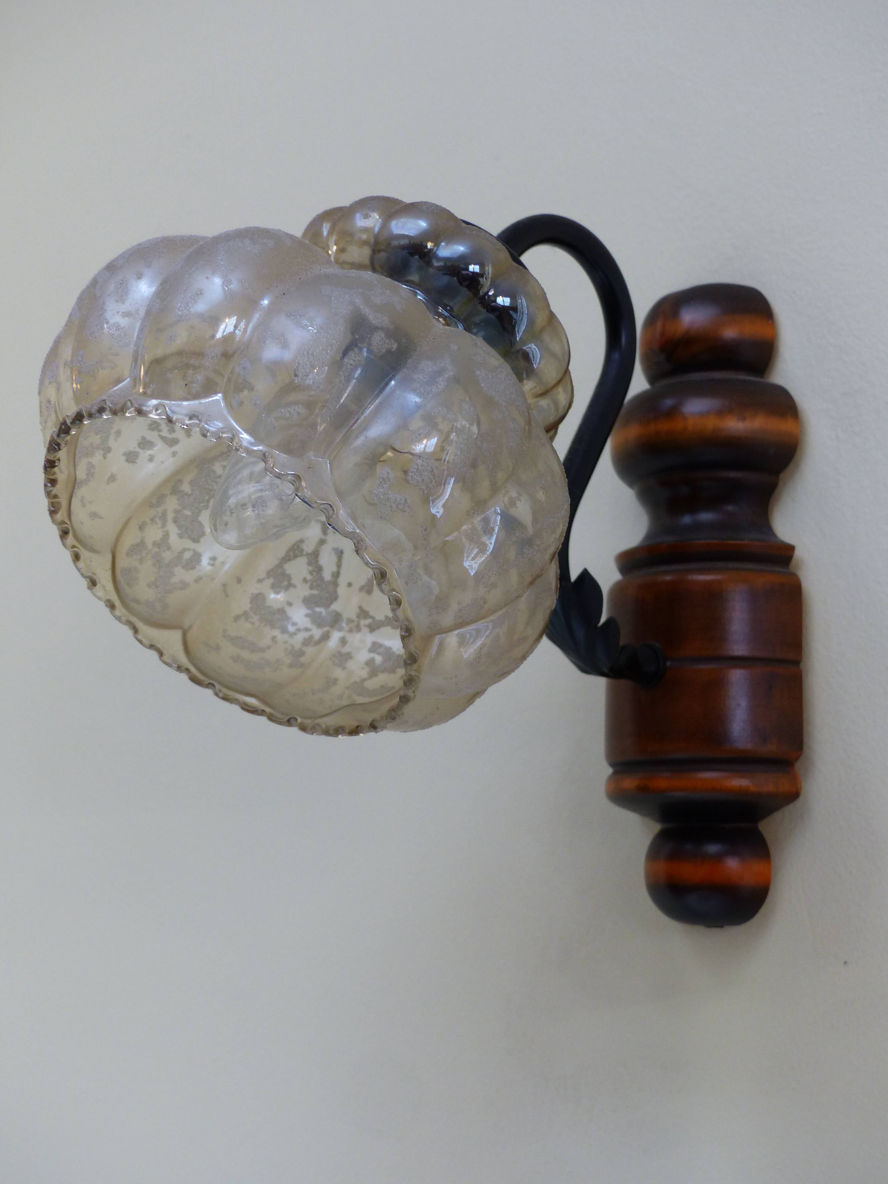 Wall lamp wood base
