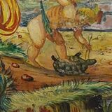 Assiette antique peinte à froid Cupino fin 19e siècle Italie majolique