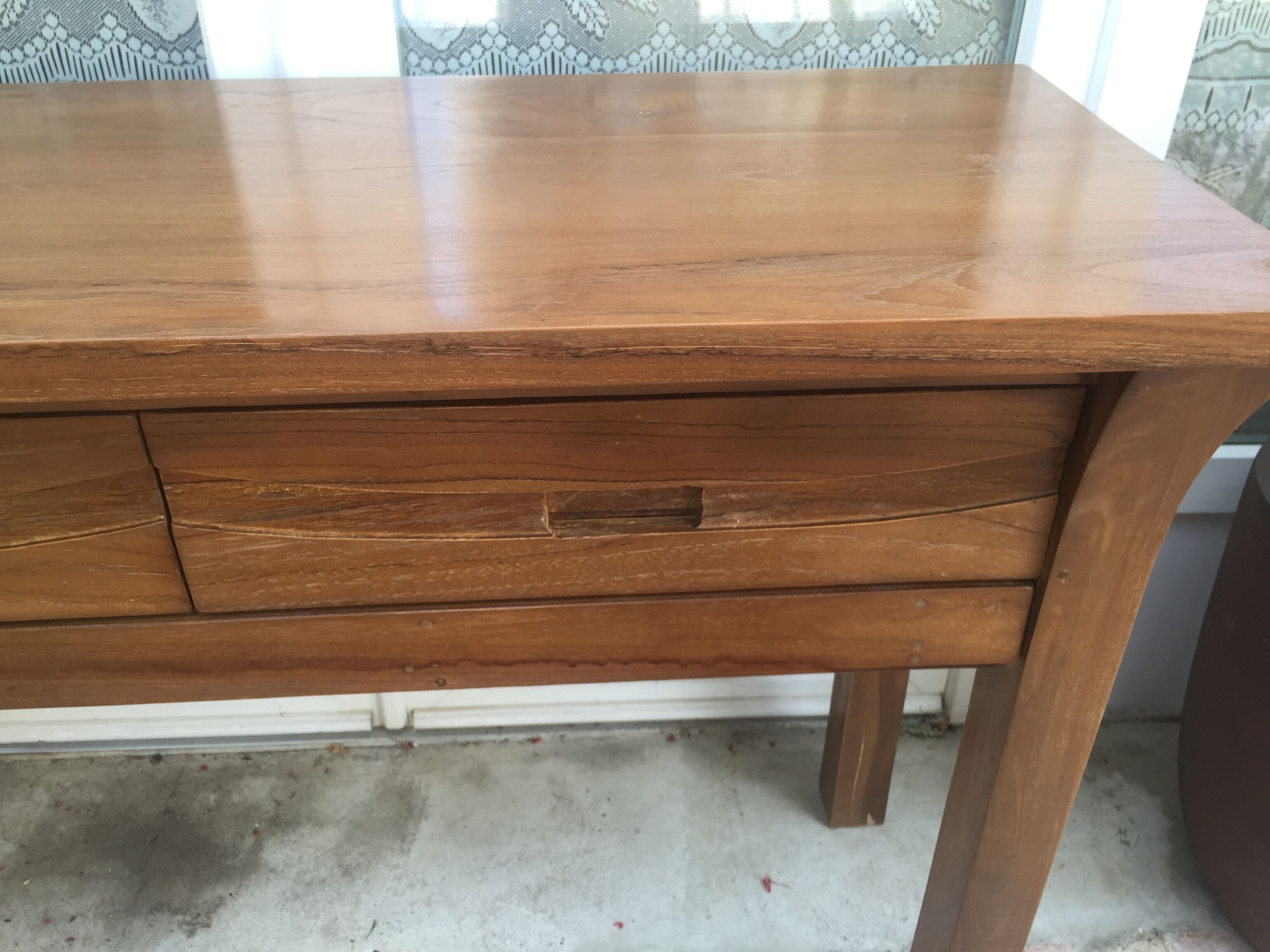 Contemporary-style exotic wooden console