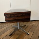 Vintage rosewood bedside table – 1970s – Chrome metal base
