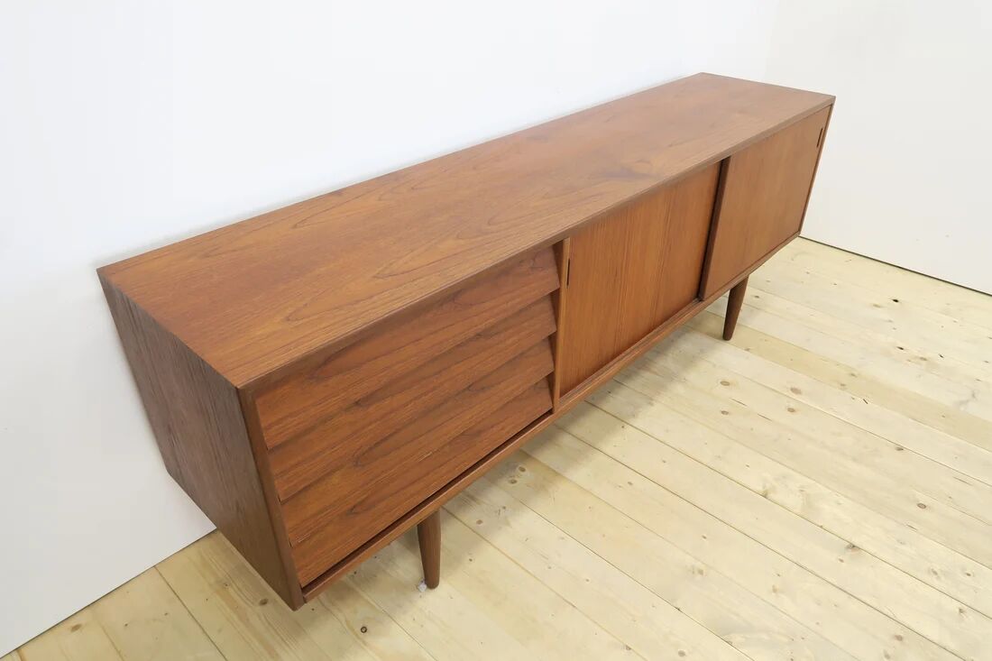 Teak sideboard with drawers and sliding doors, Denmark 1960