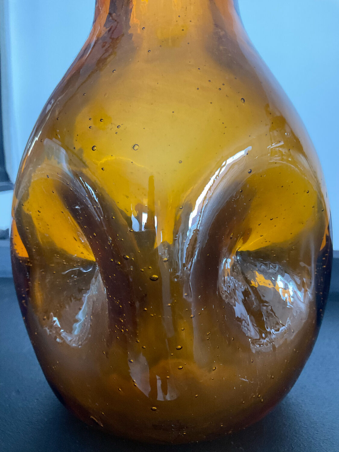 Vintage vase in bubbled glass paste