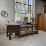 XL central island workbench oak