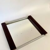 Art Deco tray, mirror, wood and metal
