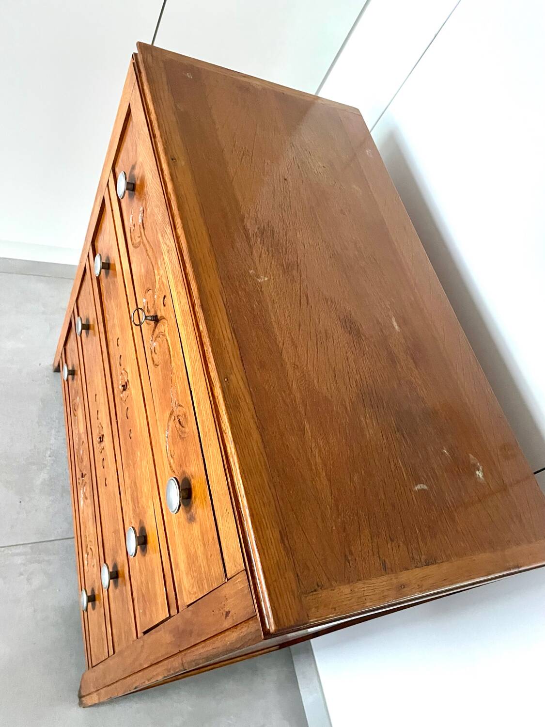Vintage oak chest of drawers with 4 drawers, 1950s