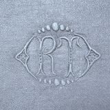 serviette de table damassée grise monogrammée RT
