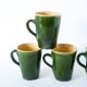 Set of 4 green mugs in glazed stoneware, ceramic, 1970