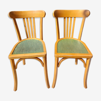 2 chaises bistrot bois et vertes