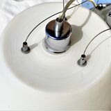 Large SUSPENSION with 3 cables in white glass and chrome large model