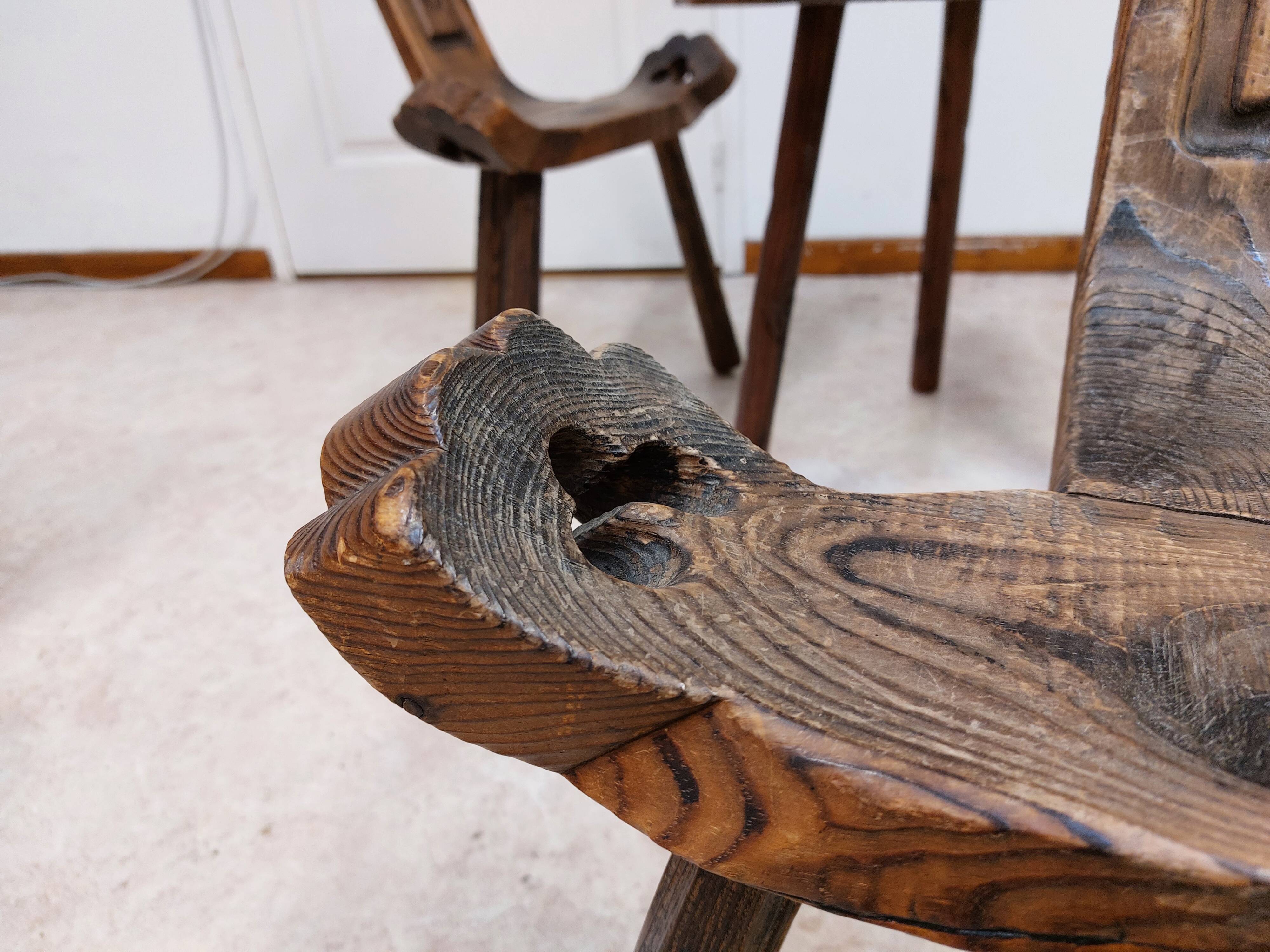 Coffee set coffee table and tripod low chairs - Spanish brutalist design - 1950s
