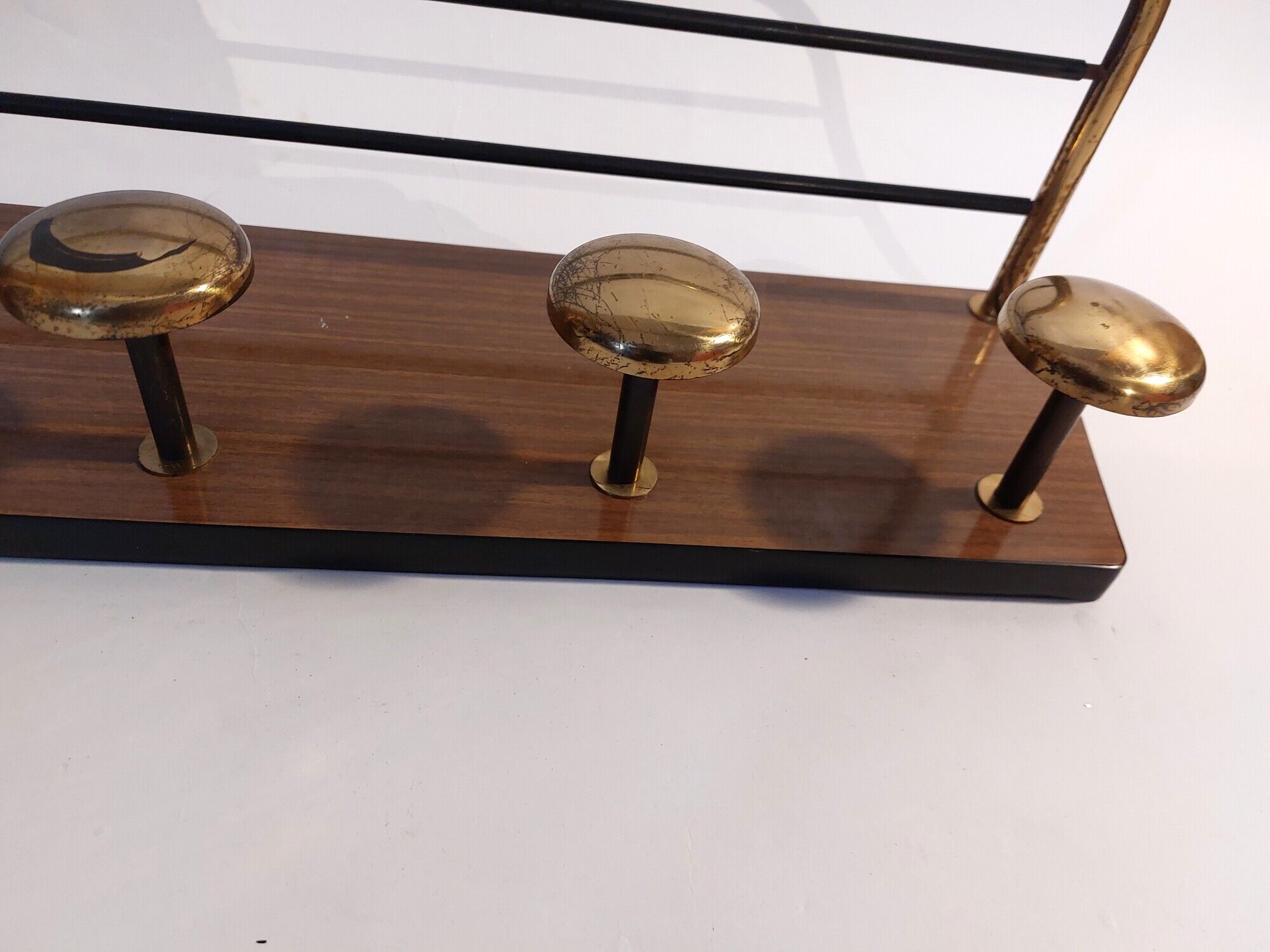 Wall coat rack gilded brass and formica 1960 vintage