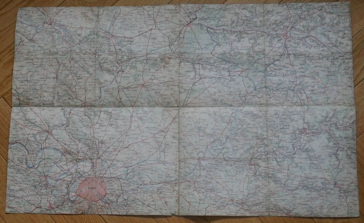 Old map of Paris, Beauvais, Soissons, Montmirail