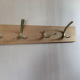 Patère portemanteaux mural vintage 7 crochets laiton bois brut