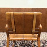 Ralph Lauren Style Leather Chair with Buckle - Jacques Adnet