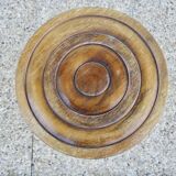Old tripod stool in solid oak turned 1950 1960