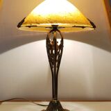 Magnificent art nouveau lamp designed for naudy and blown glass 1960