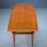 Mid-Century Coffee Table in Teak & Rattan