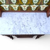 Antique Art Nouveau Dressing Table with Marble Top and Floral Ceramic Tiles