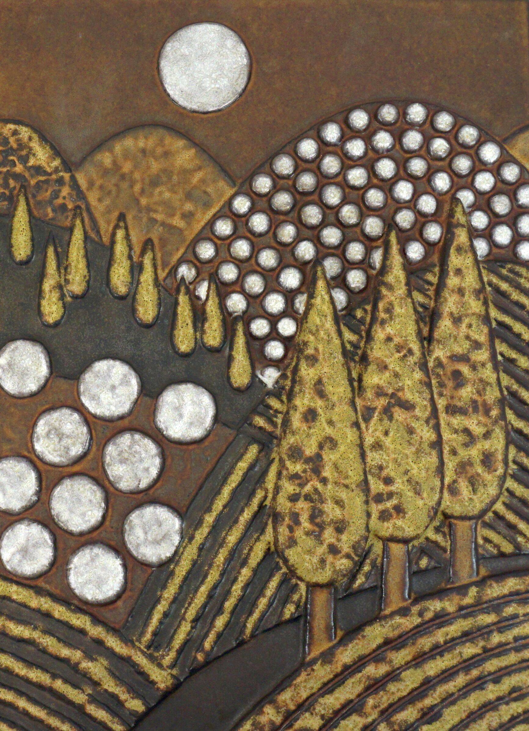 ceramic WALL PANEL landscape 70s  no. 7854 majolika karlsruhe liedke