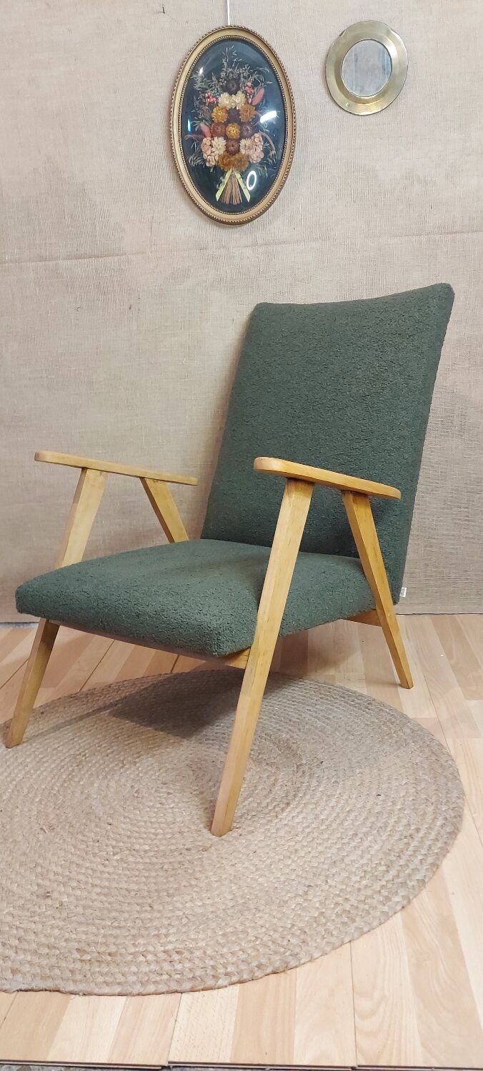 Scandinavian armchair with compass legs