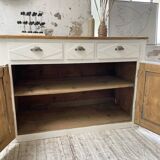 Meuble de métier enfilade patine blanche