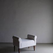 Pouf en fausse fourrure blanche | Années 1960
