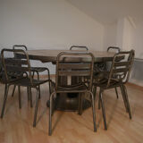 Set of 8 stackable 1950 metal chairs