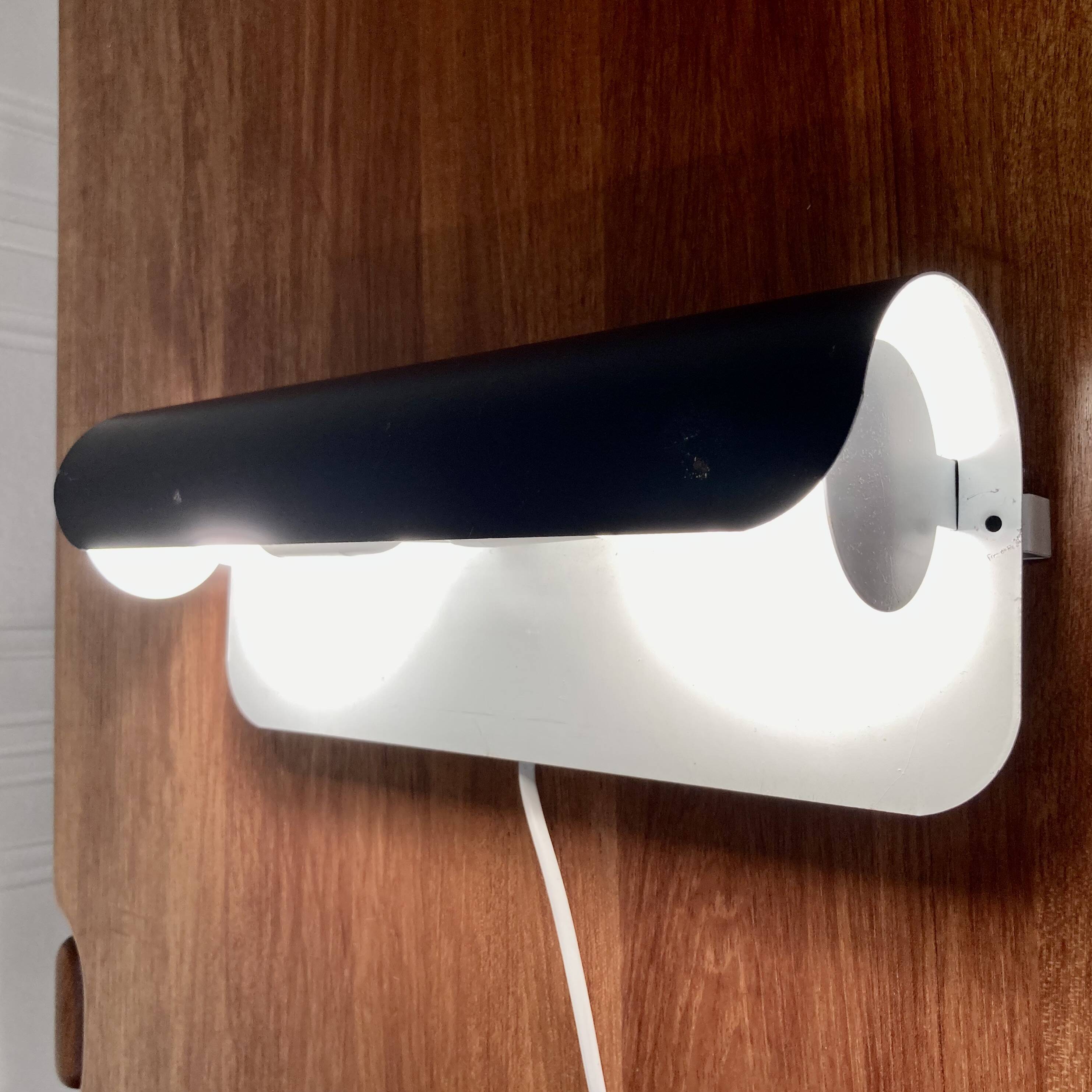 Pair of large scandinavian design steel wall lights 1970.