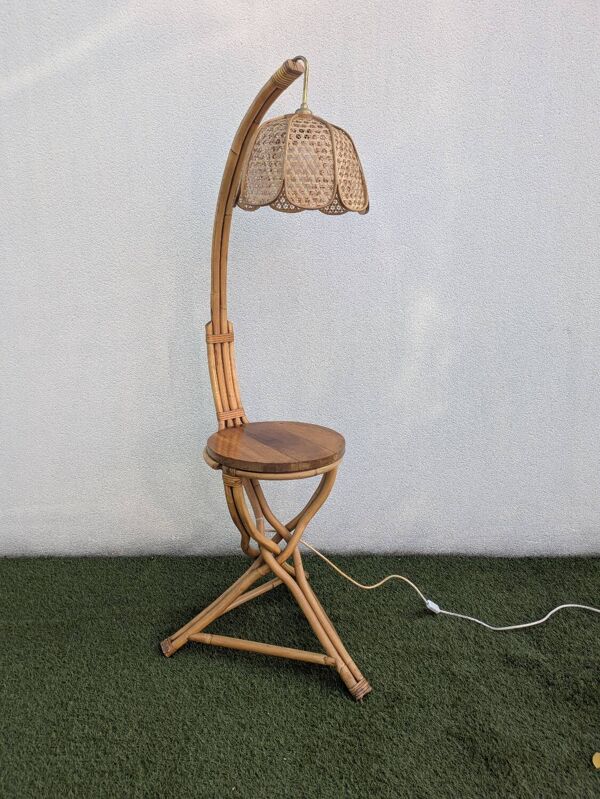Lampadaire vintage Rotin Bambou vintage 1960