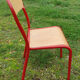 8 burgundy tube chairs with wooden seat