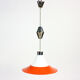 Midcentury ceiling pull down light in white opaine & brass, Czechoslovakia 1960s