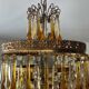 Vintage chandeliers with amber glass tassels and drops