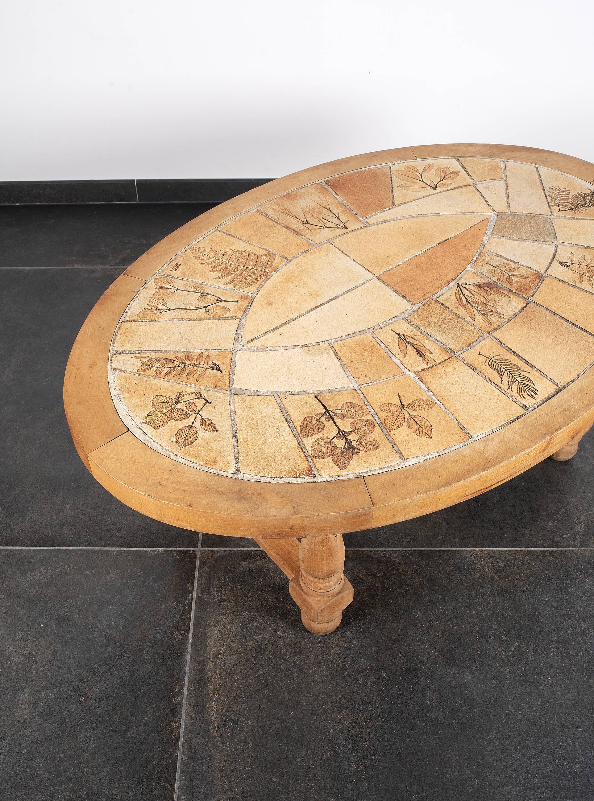 Vallauris wooden and ceramic coffee table