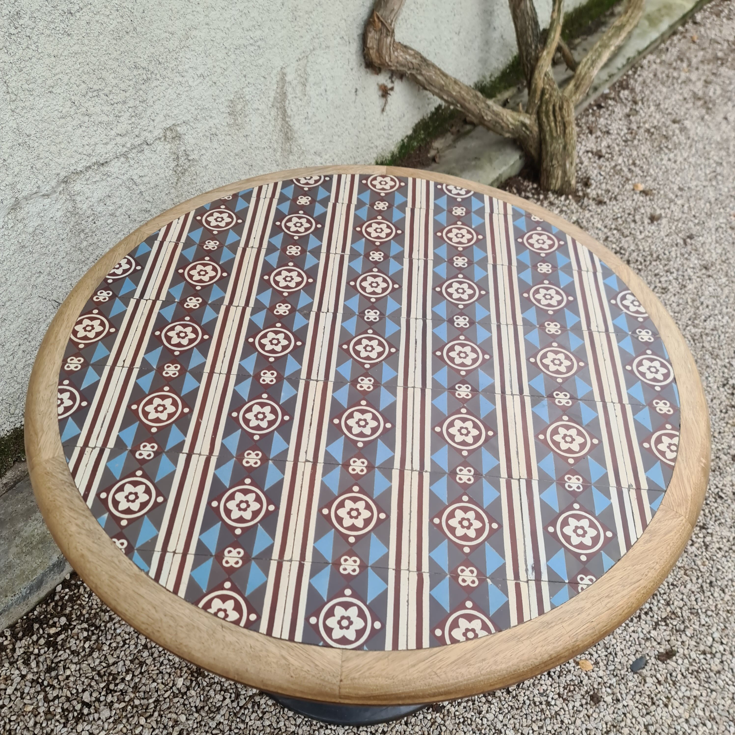 Bistro foot table and cement tile