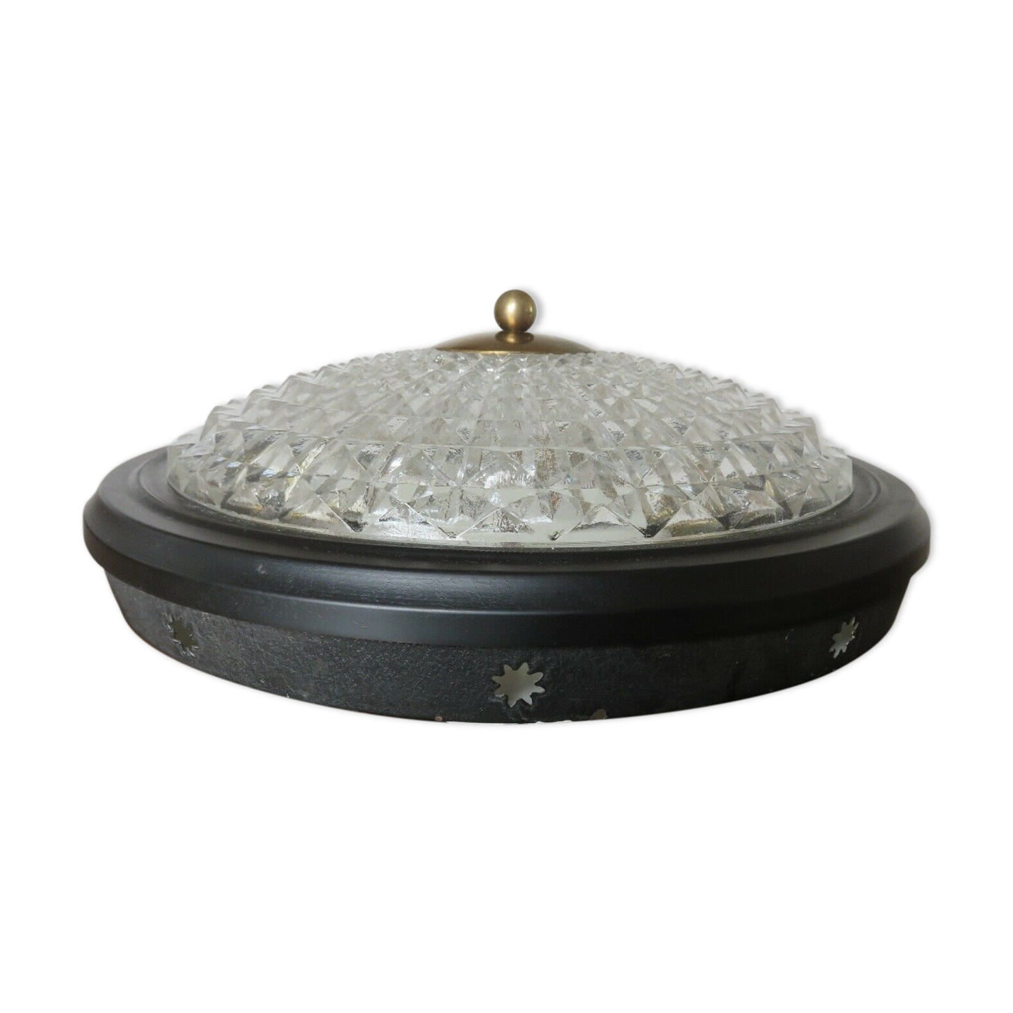 Applique " étoilée " 3 feux, verre diamant et laiton années 50 60