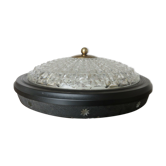 Wall lamp " starred " 3 fires, diamond glass and brass years 50 60