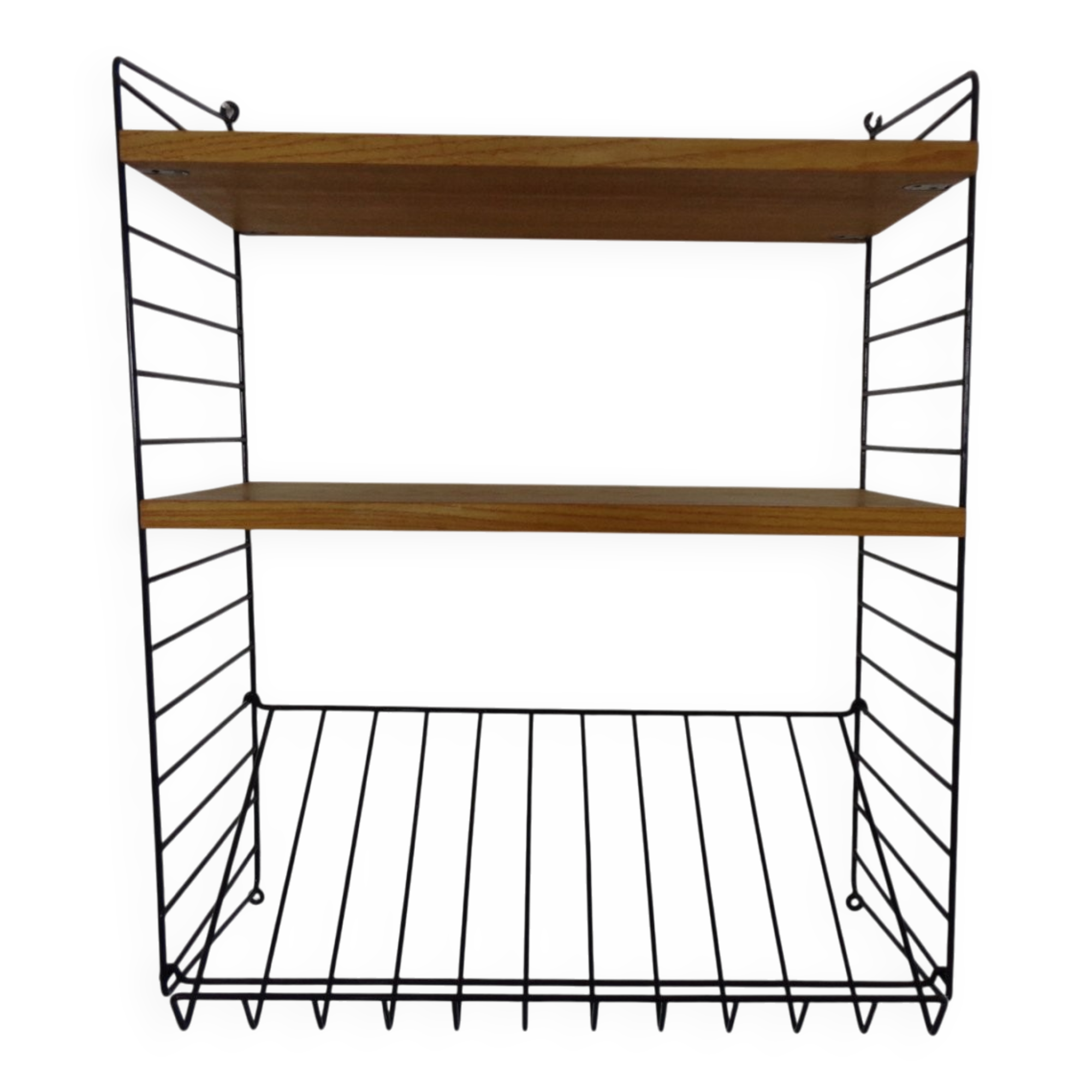 Swedish wall unit in ash and metal by Kajsa & Nils Nisse Strinning for String, 1950s